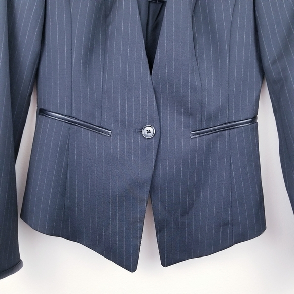 WHBM | Black Wool Blend Chalk Stripe Blazer Jacket - Picture 4 of 8